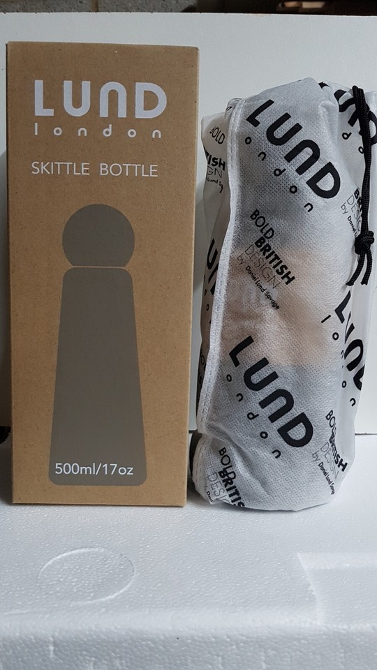 LUND London Skittle Bottle 500ML Double Walled Hot/Cold Dark Grey. REDUCED PRICE eBay
