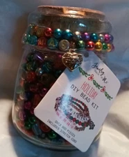 Jewelry Made By Me DIY Bead Kit Jar Multi Color  Holiday Christmas Heart