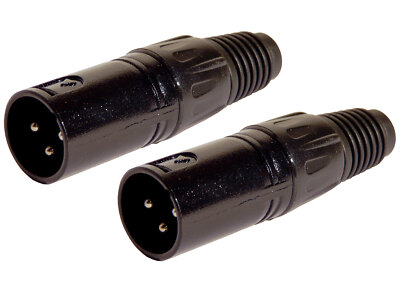2er Set deetech XLR Stecker, male, 3-polig, schwarz