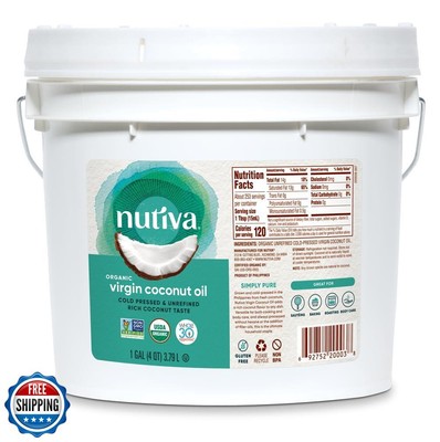 Nutiva Organic Cold-Pressed Virgin Coconut Oil, 1 Gallon, USDA Organic, Non-G