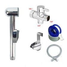 Hand Held Chrome Toilet Bidet Sprayer 7/8"Tadapter - Diaper Sprayer Shattaf Kit