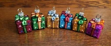 Set of 6 Lovely Hand Decorated Art Glass Christmas Gift Place Card Holders