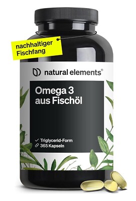Omega 3   365 Kapseln   2000mg Fischöl pro Tagesdosis   mit EPA und DHA in
