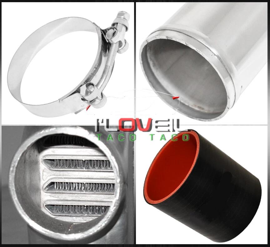 8Pcs Mandrel Bent Piping Pipe Kit Black+ Fmic Front Mount Aluminum Intercooler Foto 3 de 3