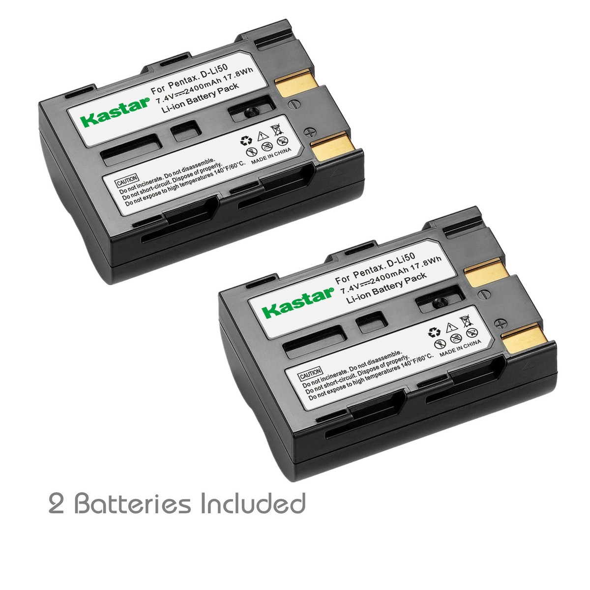 2x Kastar Battery for Pentax D-Li50 K10 K10D K20D Sigma BP-21 SD1