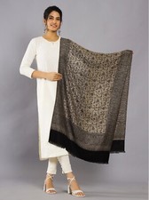 78X28 Pashmina Floral Silk Shawl Wrap Cashmere Wool Feel Silky Stole Scarf Black