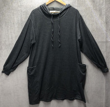 Max Studio Hooded Sweater Dress Size Large Gray Embellished Stitch Pockets 
