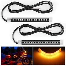 Nilight 2PCS 5Inch LED Motorcycle Turn Signal Tail Light Strips Yellow Amber