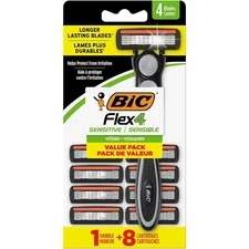 Flex 4 Refillable Razors for Men, Long-Lasting 4 Blade Razors for Sensitive Skin