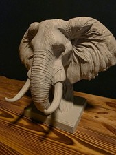 Elephant Ornament Lots of Details Home Decor Statue Figure Elephant Bust New