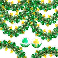 St Patrick'S Day Tinsel Garland, 50FT Green Shamrock Tinsel Garland Clover Tinse