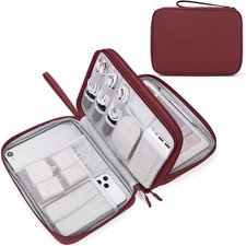 FYY Electronic Organizer, Travel Tech Pouch Bag, Extra Large, Wine Red