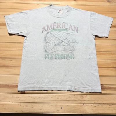 Vintage 1993 North American Outfitters Fly Fishing Rod Graphic T-Shirt USA - XL