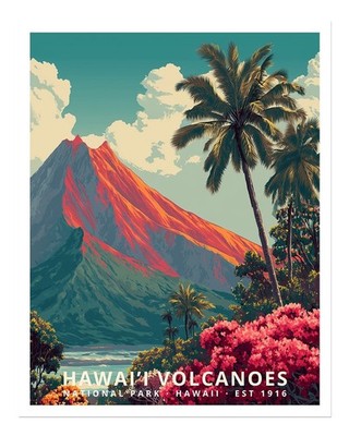 Hawaii Vulkane Poster Wandbild - Tropische Natur Druck Wohndeko