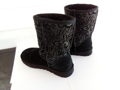 UGG Australia Women's Classic Short Sparkle Graffiti Black Boots 1107035 