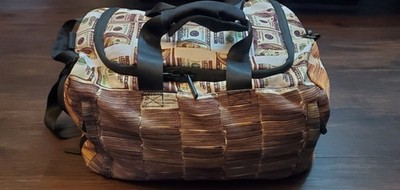 Sprayground $100 Bills Money Print 18in Duffel Bag Zipper w/ Shoulder Strap