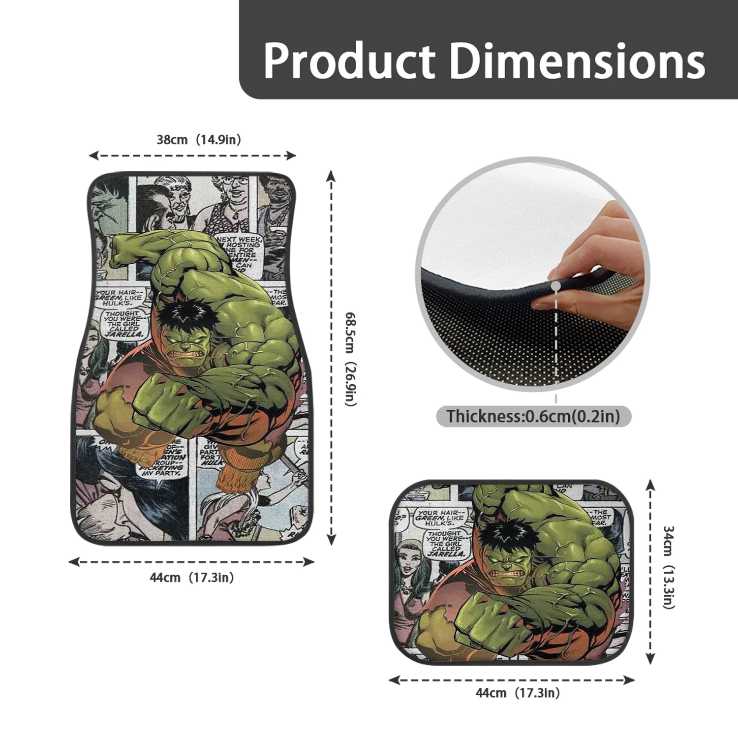 Hulk Car Floor Mats, Marvel Comic Car Accessories, Superhero Gift