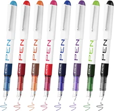 Fountain Pens for Writing, 8 Pack Assorted Colors Fine Point Disposable Fountain