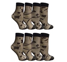 8 Pair Fishnet Ankle Socks Work Women Ladies Mesh Career Sheer Dress Sock Black
