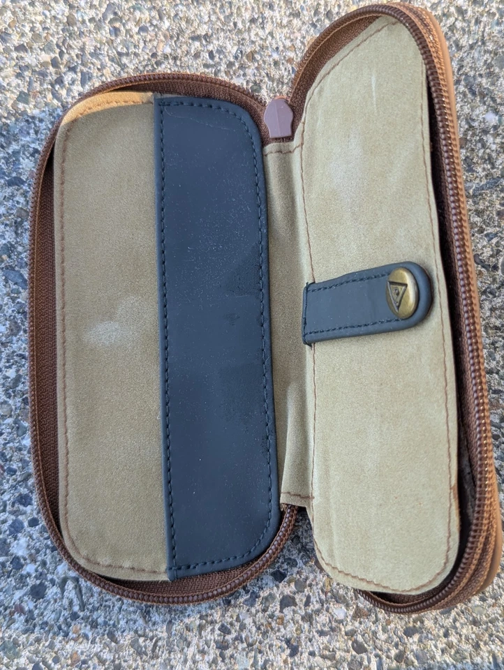 Estuche de reloj GUESS vintage de los años 80 y 90 verde y tostado con cremallera de viaje SOLO ESTUCHE Foto 2 de 4