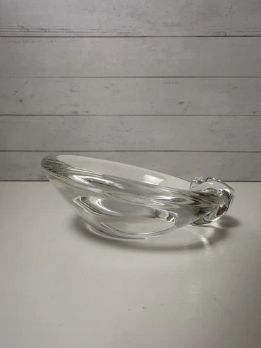 Steuben Crystal Art Glass Signed Snail Olive Bowl Candy Dish Ashtray