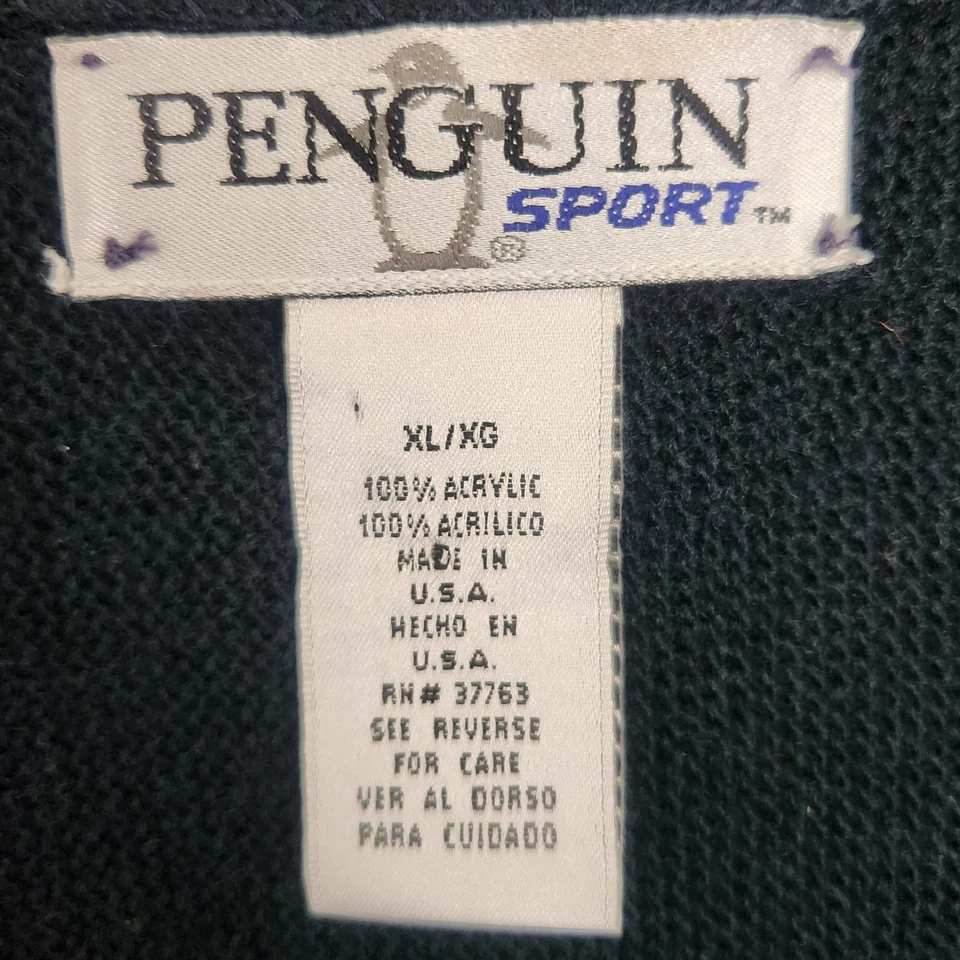Vintage Penguin Sport Cardigan Sweater Acrylic Men's XL Black Preppy Golf USA - Image 4 of 4