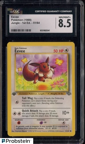 1999 Pokemon 1st Edition Jungle 51/64 Eevee CGC 8.5 NM-MINT+