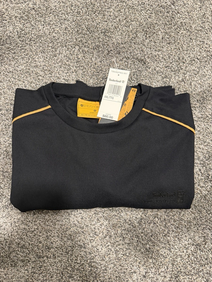 Timberland FUTURE73 Black Yellow Logo Short Sleeve Knit Polyester