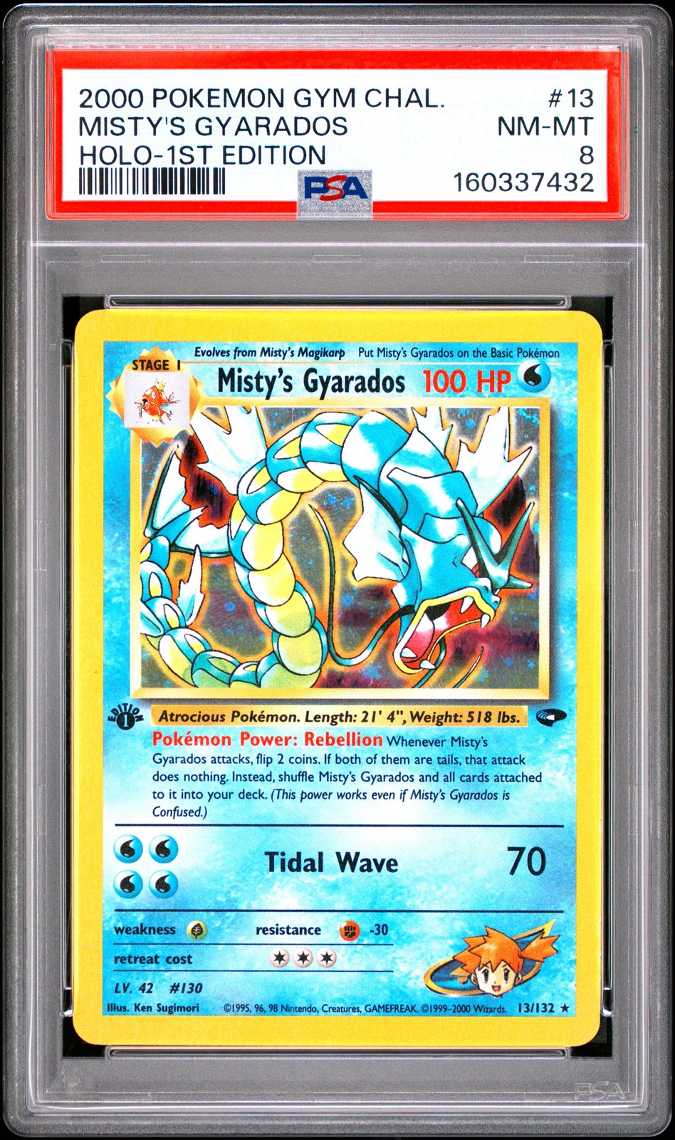 2000 POKEMON GYM CHALLENGE HOLO-1ST EDITION #13 MISTY'S GYARADOS PSA 8