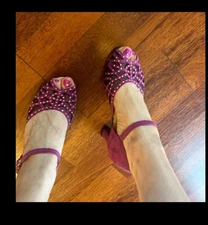Ballroom dance shows rhinestones purple nwot size 6.5 suede soles
