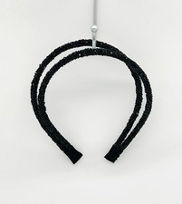 Sparkly Crystal Black Rhinestone Double Hoop Headband Glam Bling Hair Accessor
