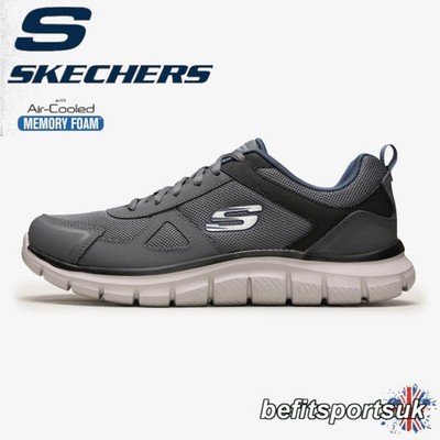 SKECHERS HERRENSCHUHE GRAU WALKING MEMORY FOAM SOFT SKETCHERS SPORTSCHUHE BLAU UK 9