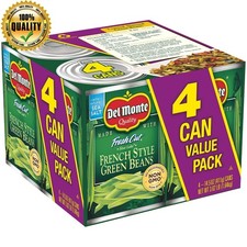 4 Can Canned French Style Green Beans Non-GMO Ready To Eat Vegetable 14.5 Oz New