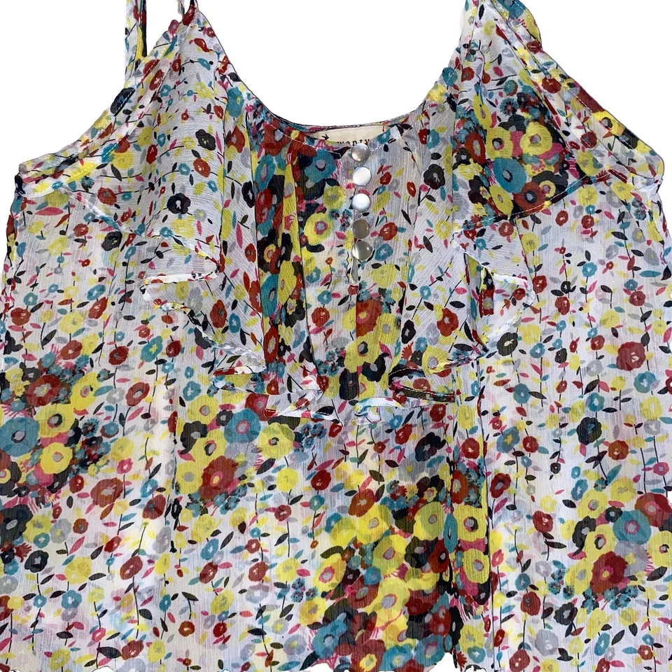 Twenty One Camisola Floral Mantequilla Amarillo Fluido Fairycore Gout Hecho en EE. UU. Foto 2 de 4