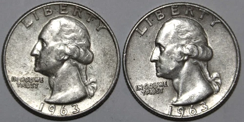 (2) Washington Silver Quarters - Extra Fine - 1963D 1963P - #0942EA