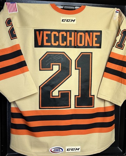 Lehigh Valley Phantoms Mike Vecchione Game Worn Go For Gold Autographed Jersey