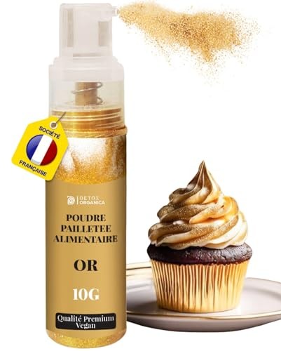 Poudre d'or alimentaire Detox Organica pour sublimer vos desserts de fête