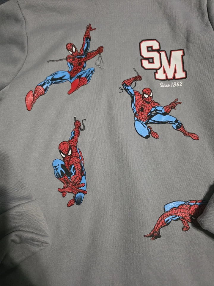 Sudadera con capucha de acción Spider-Man gris Marvel manga larga para niños talla 10-12 Foto 2 de 3
