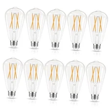 LED Edison Bulbs Dimmable, E26 Bulb 60 watt Equivalent 10 Pack Soft White