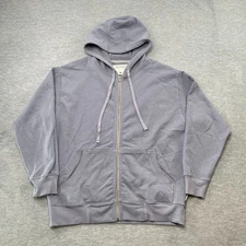 Laird Jacket Men XL Gray Blue Full Zip Hoodie Made in USA Cotton Heavy