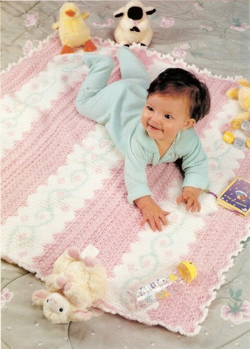 pretty star & afghan stitch baby afghan/crochet pattern