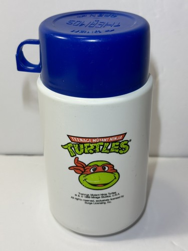Vintage 1989 TMNT TEENAGE MUTANT NINJA TURTLES Lunchbox Thermos Blue Cup