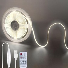 5V USB COB LED Strip Lights with Remote Dimmable Switch6.56FT/2MCool White 65...