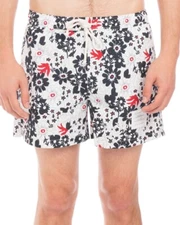 NWT Thom Browne Flower-Print Swim Shorts - White/Red/Blue - Size 4
