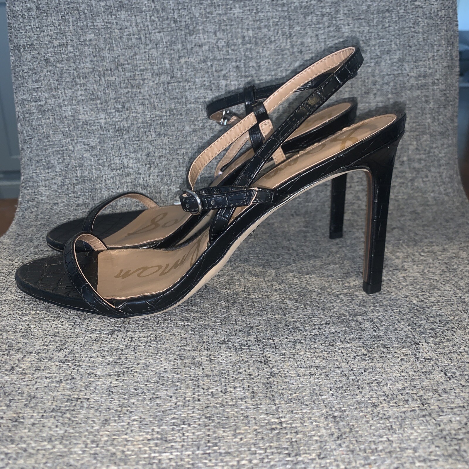 Sam Edelman Shoes Womens Size 10 Sandals Doran Strappy Black Croc Heels ...
