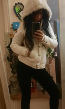New Designer Quilted Jacket With Faux Fur Hoodie Great Quality!