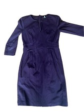 nanette lepore Knee Length Eggplant 3/4 Length Sleeve Pencil V Neck dress size 2