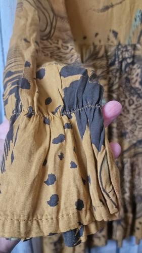 Made In Italy Mustard Tropical Animal Print Boho Beach Dress Festival Plus Size - Picture 6 of 7