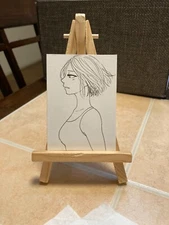 ACEO Original Mixed Media Painting Art Card ATC Pinup girl #741