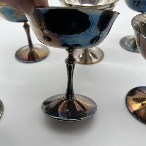El de Uberti Italy Chalice Wine Champagne Goblets Silver Plate Set 6 Patina 4.5" - Picture 9 of 11